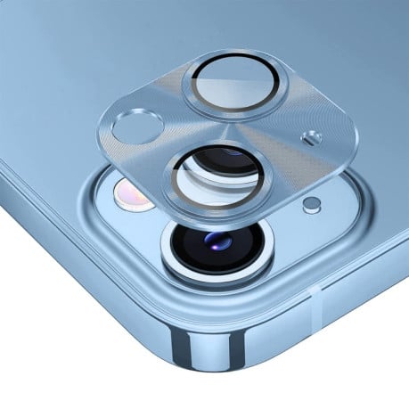 Защитное стекло на камеру ENKAY Aluminium для iPhone 15 / 15 Plus - синее