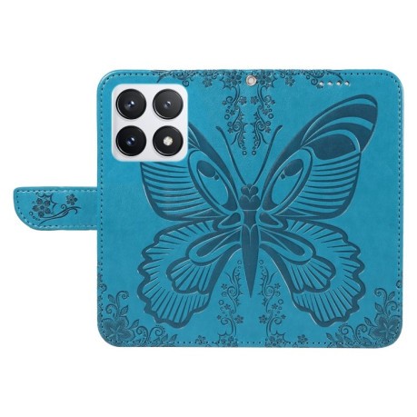 Чехол-книжка Swallowtail Butterfly Embossed Leather для Xiaomi 14T Pro - синий