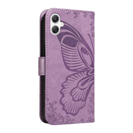 Чехол-книжка Swallowtail Butterfly Embossed Leather на Samsung Galaxy A07 5G - фиолетовый