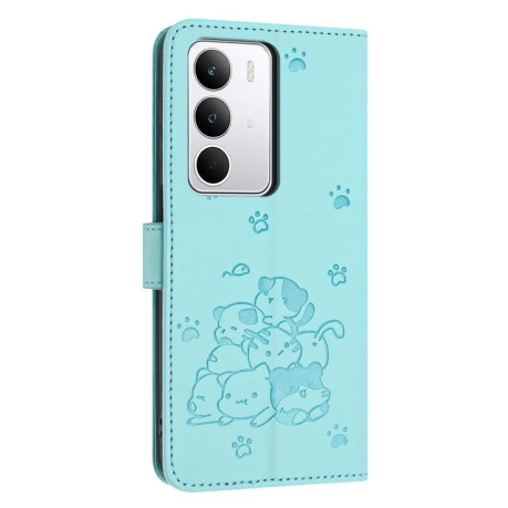 Чохол-книжка Embossed Kitten Phone Leather для Realme C71 4G - зелений