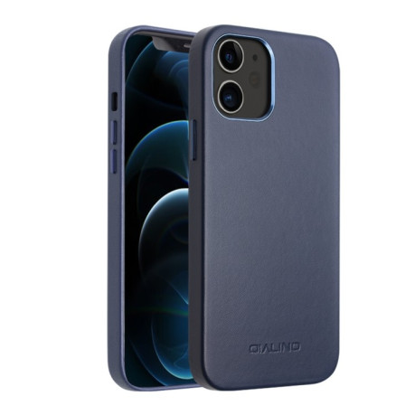 Кожаный чехол QIALINO Cowhide Leather Case для iPhone 12 / 12 Pro - синий