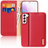 Кожаный чехол-книжка DUX DUCIS Hivo Series на Samsung Galaxy S22 5G - красный