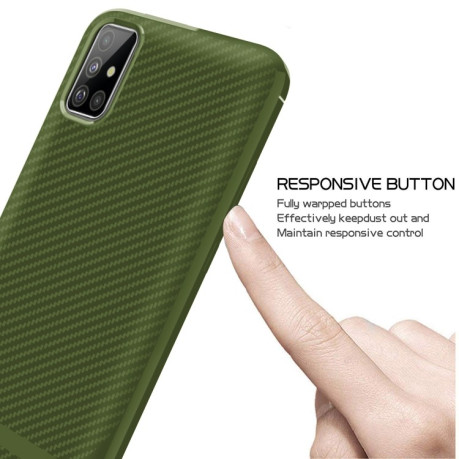 Противоударный чехол HMC Carbon Fiber Series на Samsung Galaxy A51 - Зеленый
