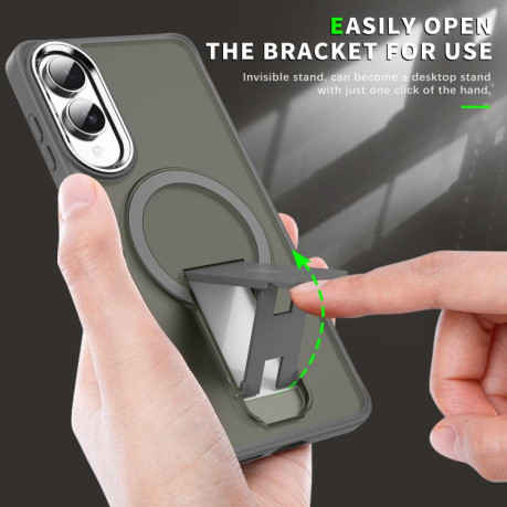 Протиударний чохол Acrylic Hybrid TPU MagSafe Holder для Samsung Galaxy S25 Edge 5G - синій