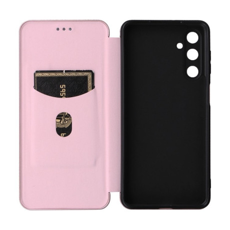 Чехол-книжка Carbon Fiber Texture на Samsung Galaxy M54 5G - розовый