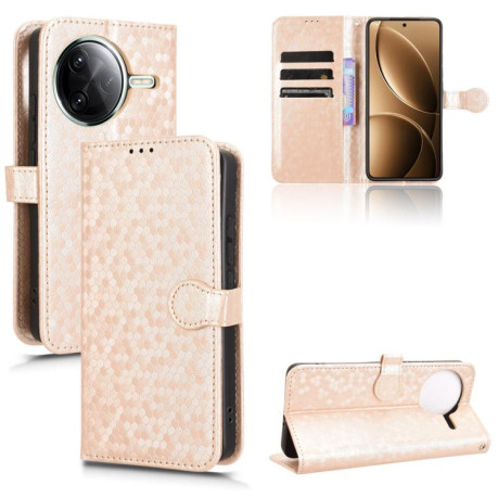 Чехол-книжка Honeycomb Dot для Xiaomi Poco F7 Pro 5G / F7 Ultra - золотой