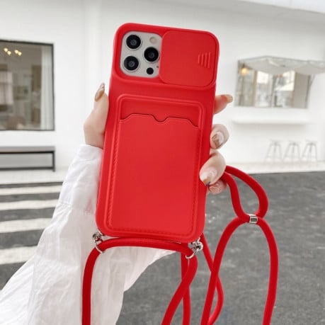 Чохол протиударний Sliding Camera with Card Slot для iPhone 11 - червоний