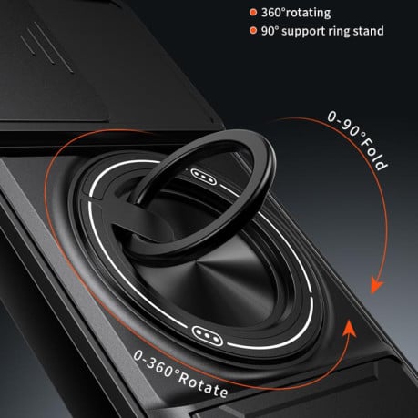 Протиударний чохол Lens Sliding Window Multifunctional Magnetic Shockproof зі шторкою камери для OPPO Reno15 F 5G Global — королівський синій