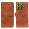 Чохол-книжка KHAZNEH з матовою фактурою Cowhide і магнітним хлястиком на Motorola Edge 70 5G — коричневий