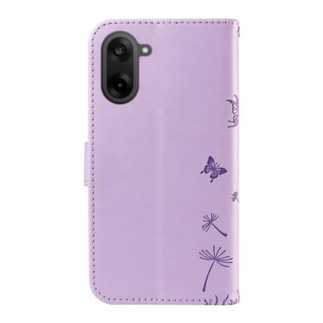 Чохол-книжка з тисненням Dandelion та магнітним хлястиком на OnePlus Nord CE5 5G Global - фіолетовий