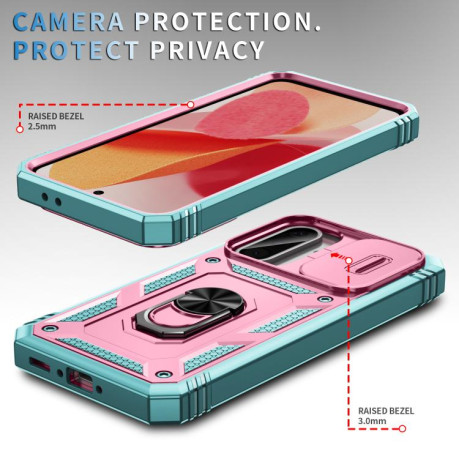 Противоударный чехол Sliding Camshield для Samsung Galaxy A36 5G - Pink+Green