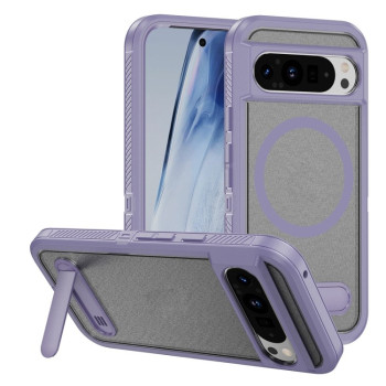 Противоударный чехол Guard MagSafe Holder Matte PC Hybrid для Google Pixel 9 Pro - Purple Transparent