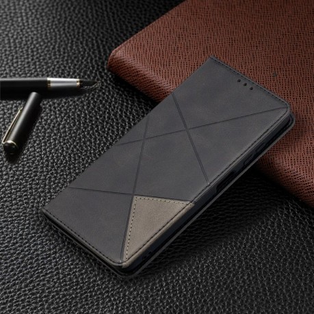 Чохол-книга Rhombus Texture на Xiaomi Mi Poco X3 / Poco X3 Pro - чорний