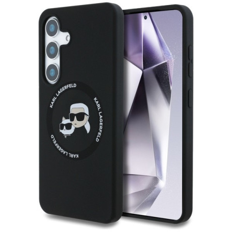 Оригінальний чохол Karl Lagerfeld Silicone Double Heads And Circle MagSafe для Samsung Galaxy S25 Plus - black