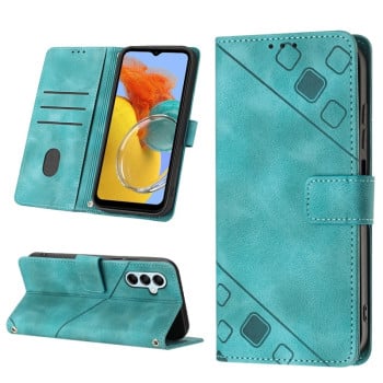 Чехол-книжка Skin-feel Embossed для Samsung Galaxy M14 5G - зеленый