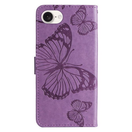 Чехол-книжка Embossed Butterfly для iPhone 16e - фиолетовый