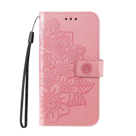 Чохол-книжка 7-petal Flowers Embossing для OnePlus 12R - рожеве золото