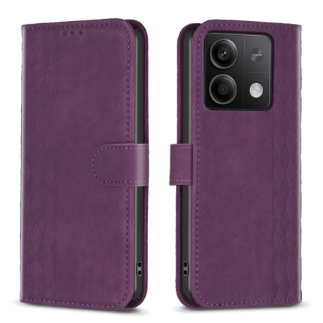 Чохол-книжка Plaid Embossed Leather для Xiaomi Redmi Note 13 4G Global - фіолетовий