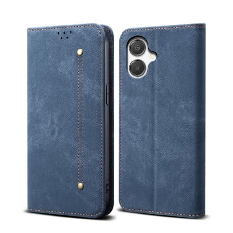 Чохол-книжка з джинсовою тканиною casual на Samsung Galaxy A07 4G - синій