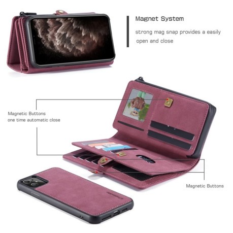 Шкіряний чохол-гаманець CaseMe 018 на iPhone 11 Pro Max - червоний