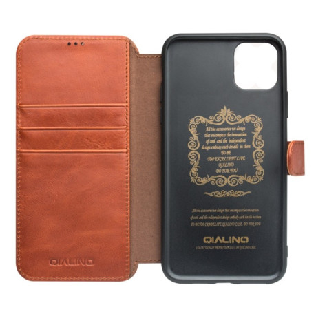 Шкіряний чохол QIALINO Wallet Case для iPhone 11 Pro Max - світло-коричневий