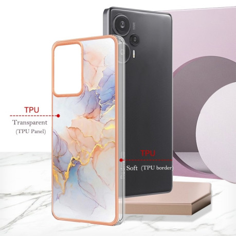 Противоударный чехол Electroplating IMD для Xiaomi Redmi Note 12 Turbo/Poco F5 - Marble