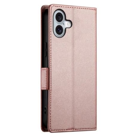 Чехол-книжка Side Buckle Magnetic Frosted Leather для iPhone 16 Plus - розовое золото