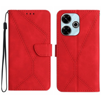 Чехол-книжка Stitching Embossed Leather для  Xiaomi Redmi 13 4G - красный