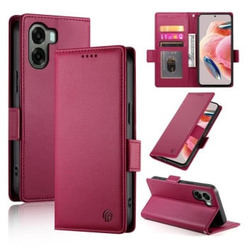 Чехол-книжка Side Buckle Magnetic Frosted Leather на OPPO A6x 5G / A6 5G Global — бордовый