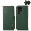 Кожаный чехол-книжка KHAZNEH Genuine Leather RFID для Samsung Galaxy S23 Ultra 5G - зеленый