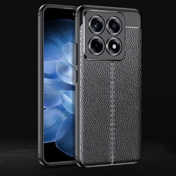 Противоударный чехол Litchi Texture на Xiaomi 14T Pro - черный