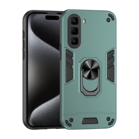 Ударозащитный чехол Metal Ring Holder для Infinix Hot 50 Pro+ 4G - зелений