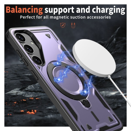 Протиударний чохол MagSafe Holder Armor PC Hybrid для Samsung Galaxy S24 FE 5G - фіолетовий