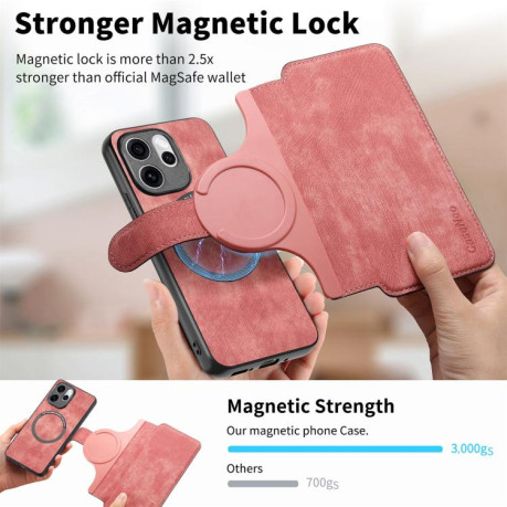 Чохол-книжка CaseNeo MagSafe RFID Anti-theft Retro Leather на OPPO Reno15 F 5G — рожевий