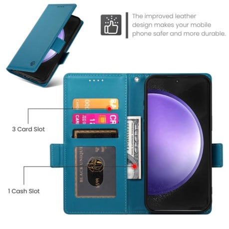 Чехол-книжка Side Buckle с магнитной застежкой и матовой кожей на Samsung Galaxy S25 FE 5G - синий