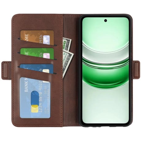 Чохол-книжка з двосторонньою магнітною застібкою на Realme C71 4G - коричневий