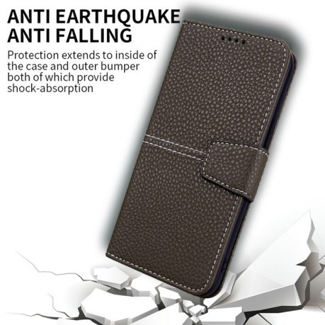 Чехол-книжка Litchi RFID Leather для iPhone 14 Pro - хаки