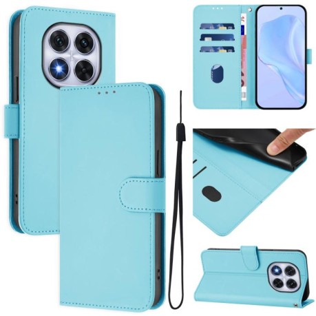 Чохол-книжка з м'яким покриттям (Skin Feel) зі шнурком на Xiaomi Redmi Note 14 Pro 5G/Poco X7 - блакитний