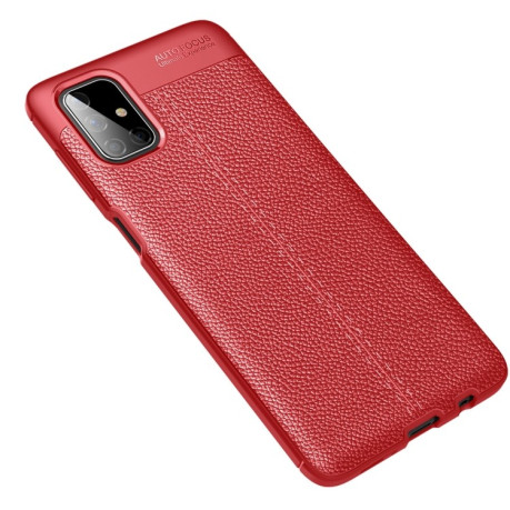 Протиударний чохол Litchi Texture на Samsung Galaxy M51 - червоний