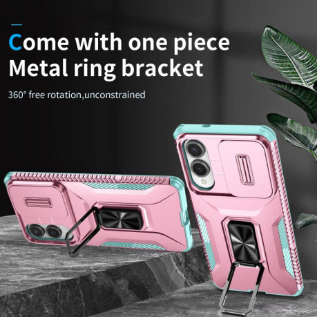 Протиударний чохол Sliding Camshield для Samsung Galaxy S25 Edge 5G - Grey Green + Pink