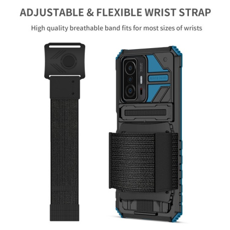 Противоударный чехол Armor Wristband для Xiaomi 11T / 11T Pro - синий