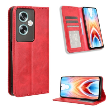 Чехол-книжка Magnetic Buckle Retro Crazy Horse Texture на  OnePlus Nord N30 SE / OPPO A79 5G - красный