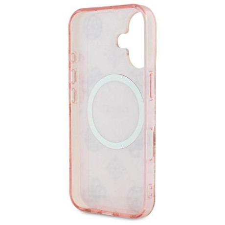 Оригинальный чехол Guess IML Peony On 4G Background MagSafe для iPhone 16 - Pink
