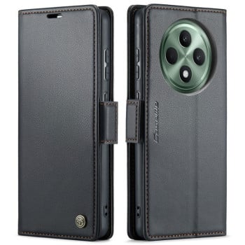 Чехол-книжка CaseMe 023 Butterfly Buckle Litchi Texture RFID Anti-theft Leather для OPPO Reno12 F/12 FS 5G - черный