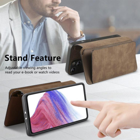 Чехол-книжка CaseNeo MagSafe RFID Anti-theft Zipper Wallet Retro Leather для Realme GT 7 Pro - коричневый