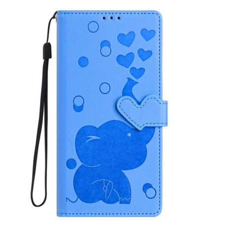 Чехол-книжка Cartoon Elephant Embossed Leather для Xiaomi Redmi A4 5G - синий