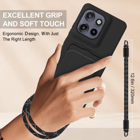 Силиконовый чехол Integrated Card Bag Solid Color Liquid Silicone на Motorola Edge 50 Neo / 60 Neo — чёрный