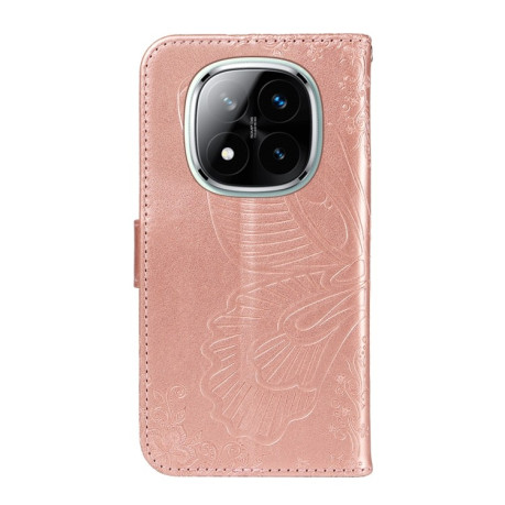 Чехол-книжка Swallowtail Butterfly Embossed Leather для Xiaomi Redmi Note 14 Pro / 14 Pro+ 5G - розовое золото
