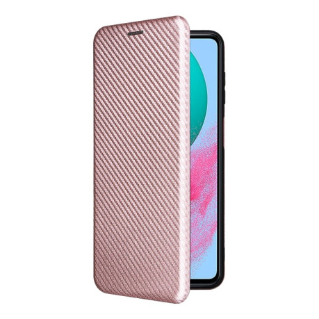Чехол-книжка Carbon Fiber Texture на Samsung Galaxy M54 5G - розовый