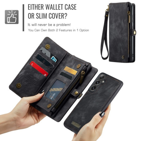 Чехол-кошелек CaseMe 008 Series Zipper Style на Samsung Galaxy S24 FE 5G - черный